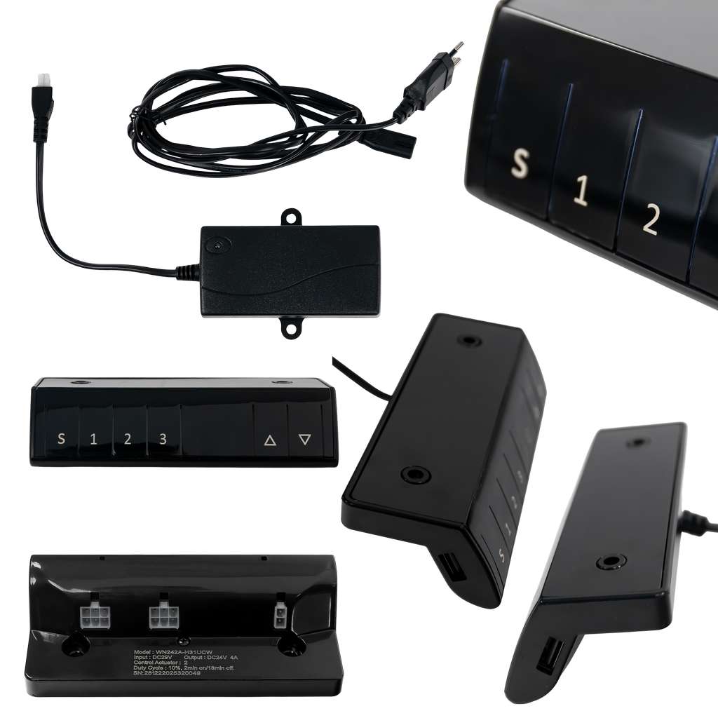 stelaż biurka regulowany elektrycznie, stelaż czarny, stelaż z regulacją wysokości, stelaż 1-silnikowy, stelaż do biurka 110-140 cm, regulowany stelaż do biurka, elektryczny stelaż biurkowy, stelaż z portami USB, ergonomiczny stelaż do biurka