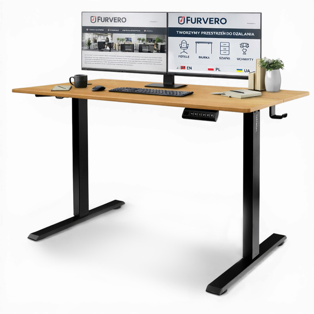 telaż biurka regulowany elektrycznie, stelaż czarny, stelaż z regulacją wysokości, stelaż 1-silnikowy, stelaż do biurka 110-140 cm, regulowany stelaż do biurka, elektryczny stelaż biurkowy, stelaż z portami USB, ergonomiczny stelaż do biurka