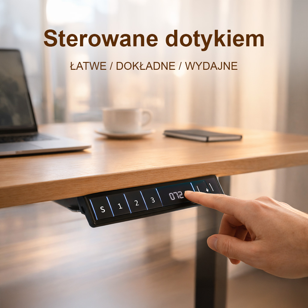 telaż biurka regulowany elektrycznie, stelaż czarny, stelaż z regulacją wysokości, stelaż 1-silnikowy, stelaż do biurka 110-140 cm, regulowany stelaż do biurka, elektryczny stelaż biurkowy, stelaż z portami USB, ergonomiczny stelaż do biurka