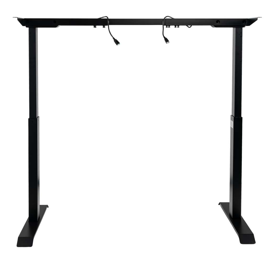 stelaż biurka regulowany elektrycznie, stelaż czarny, stelaż z regulacją wysokości, stelaż 1-silnikowy, stelaż do biurka 110-140 cm, regulowany stelaż do biurka, elektryczny stelaż biurkowy, stelaż z portami USB, ergonomiczny stelaż do biurka