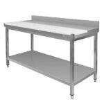 Zdjęcie produktu: Stół gastronomiczny masarski rozbiorowy przyścienny z deską do krojenia i półką Mega-M 150x70x85 cm