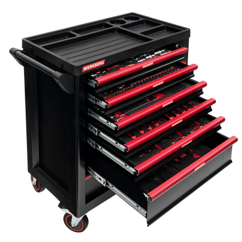 szafka narzędziowa, wózek narzędziowy warsztatowy WERKBERG PRO 7 z narzędziami
