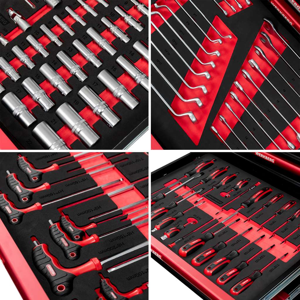 szafka narzędziowa, wózek narzędziowy warsztatowy WERKBERG PRO 7 z narzędziami