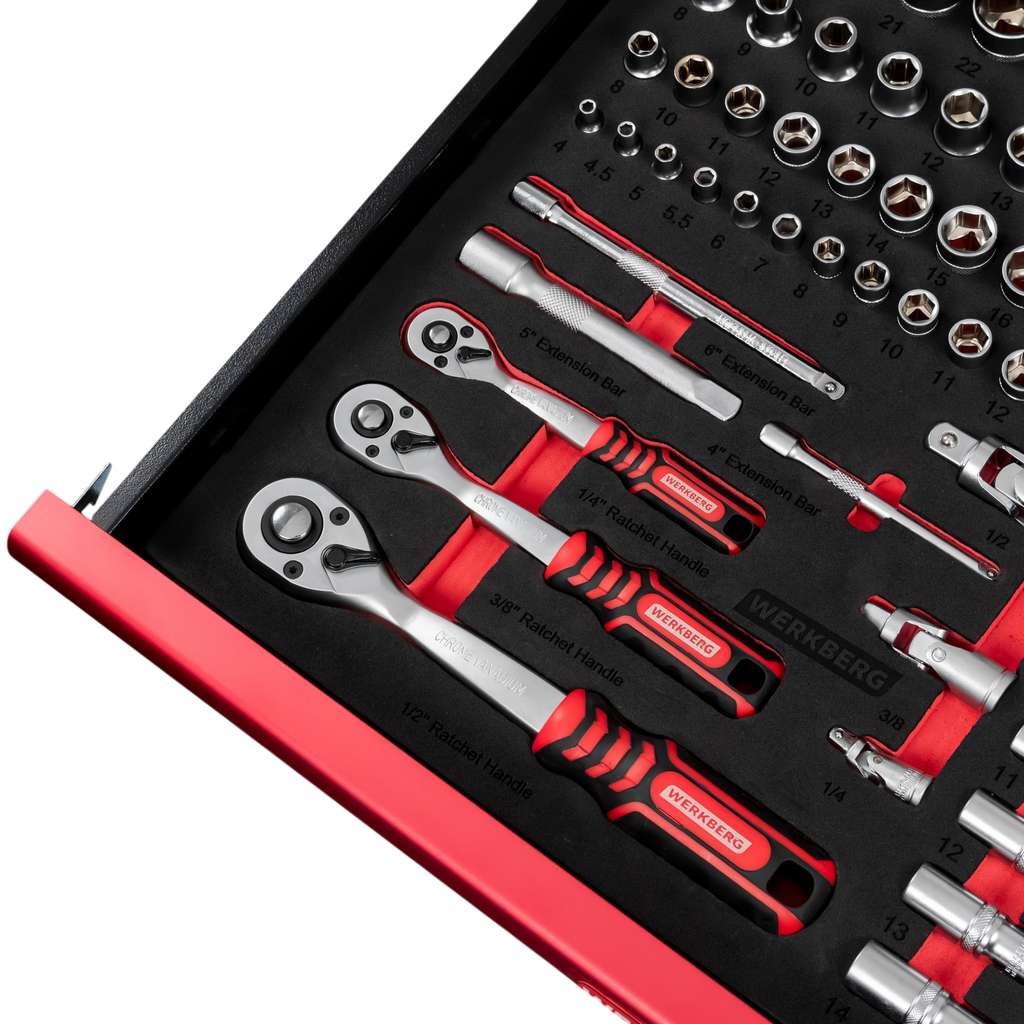 szafka narzędziowa, wózek narzędziowy warsztatowy WERKBERG PRO 7 z narzędziami