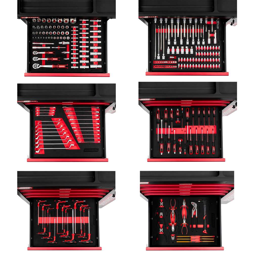 szafka narzędziowa, wózek narzędziowy warsztatowy WERKBERG PRO 7 z narzędziami