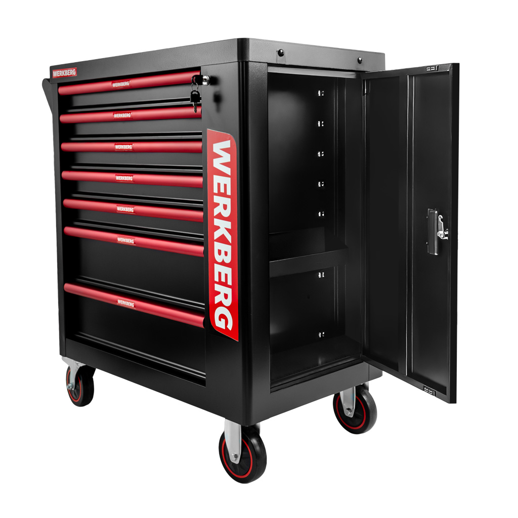 szafka narzędziowa, wózek narzędziowy warsztatowy WERKBERG PRO 7 z narzędziami