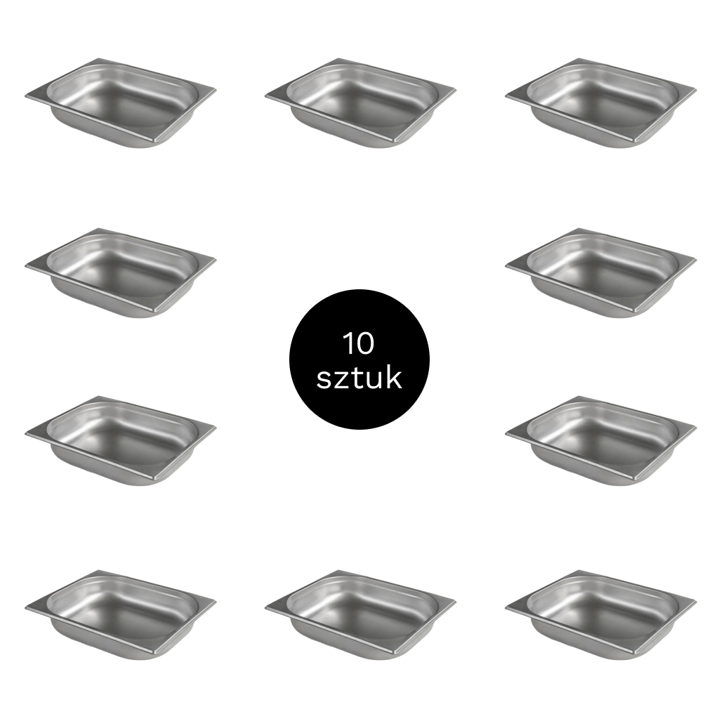 pojemnik stal nierdzewna, pojemnik gastronomiczny, pojemniki GN, zestaw pojemników nierdzewnych GN, pojemnik do sałatek i dodatków, wyposażenie gastronomiczne, pojemnik GN do bemaru i chłodni