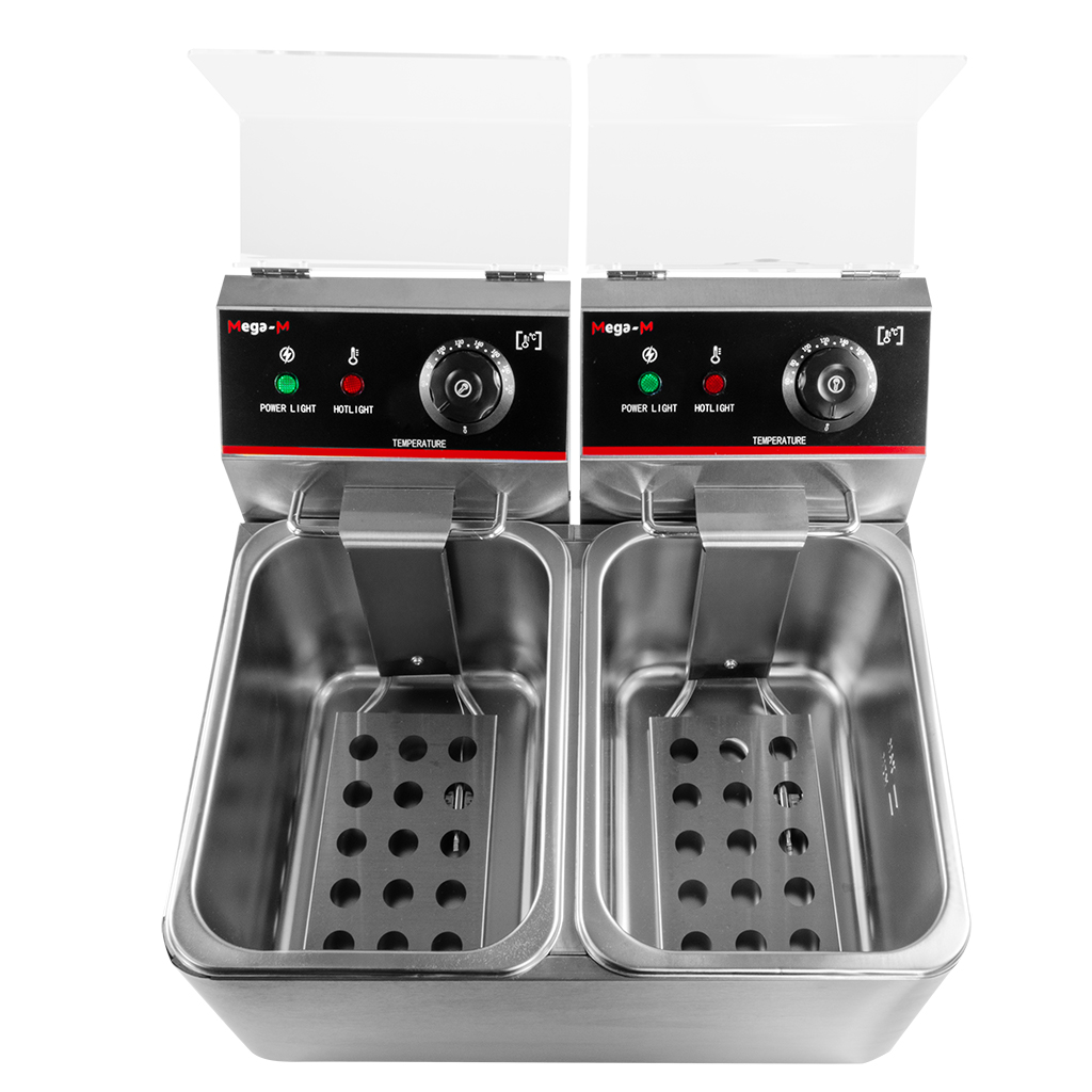 frytownica gastronomiczna, frytownica nastawna dwukomorowa z pokrywą Mega-M 2x4l 2x2 kW