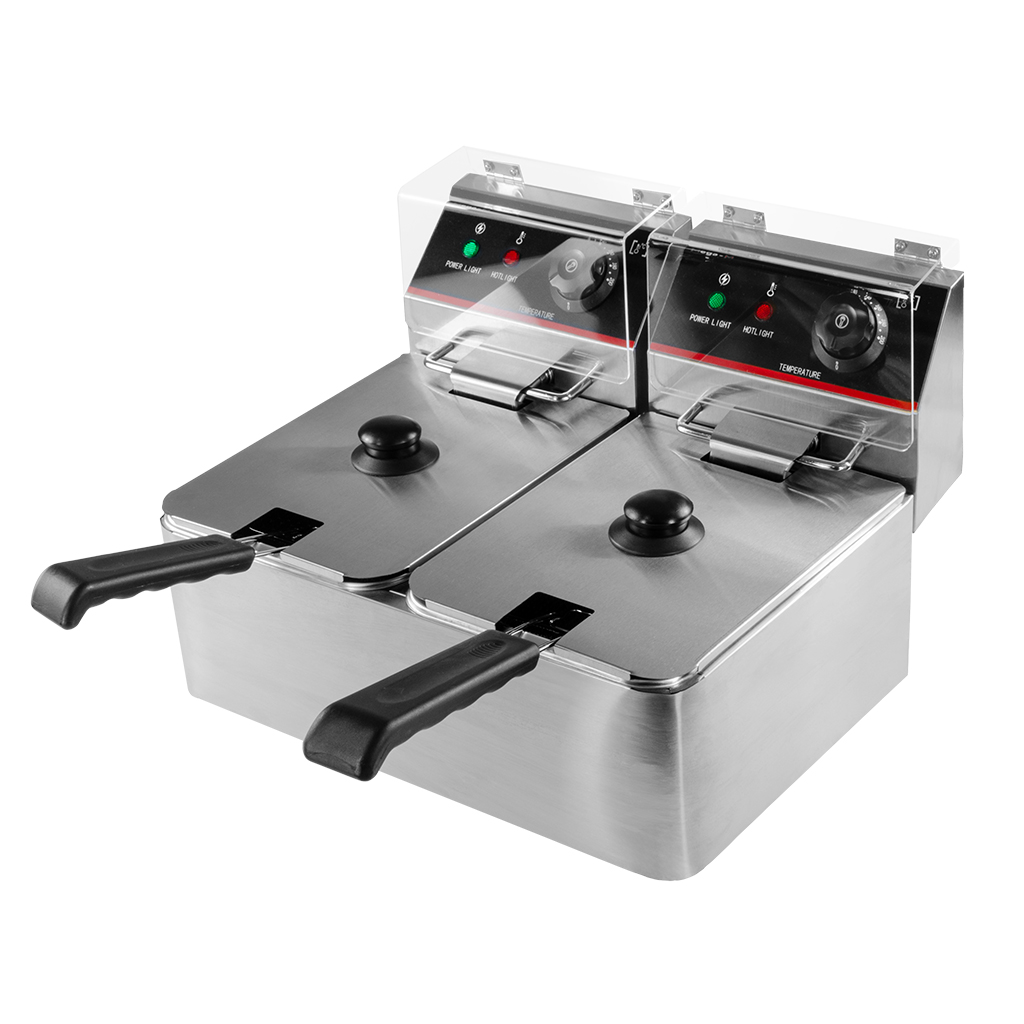 frytownica gastronomiczna, frytownica nastawna dwukomorowa z pokrywą Mega-M 2x4l 2x2 kW