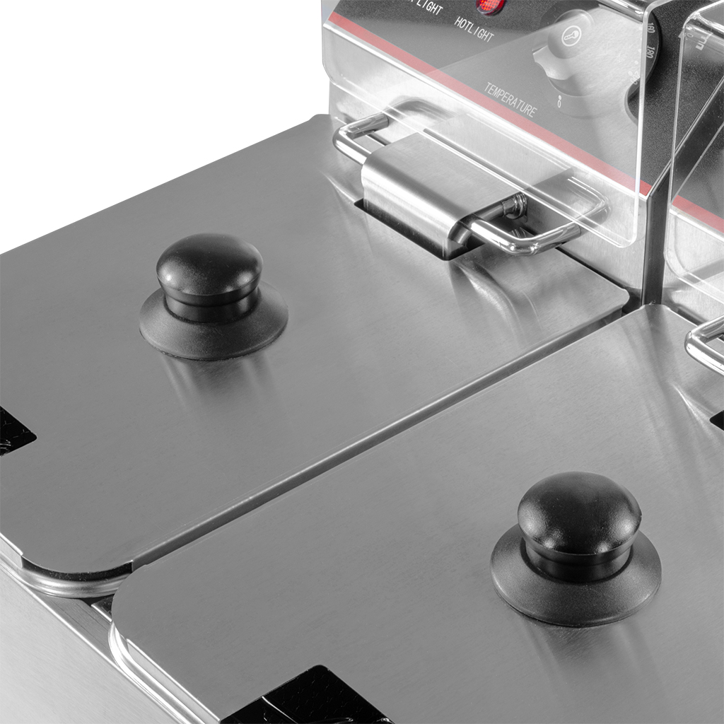 frytownica gastronomiczna, frytownica nastawna dwukomorowa z pokrywą Mega-M 2x4l 2x2 kW