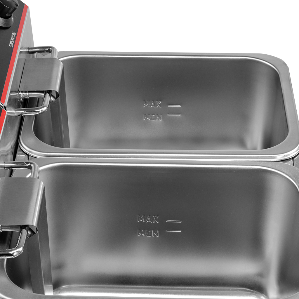 frytownica gastronomiczna, frytownica nastawna dwukomorowa z pokrywą Mega-M 2x4l 2x2 kW