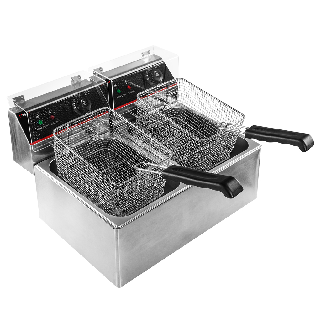 frytownica gastronomiczna, frytownica nastawna dwukomorowa z pokrywą Mega-M 2x8l 2x3,3 kW