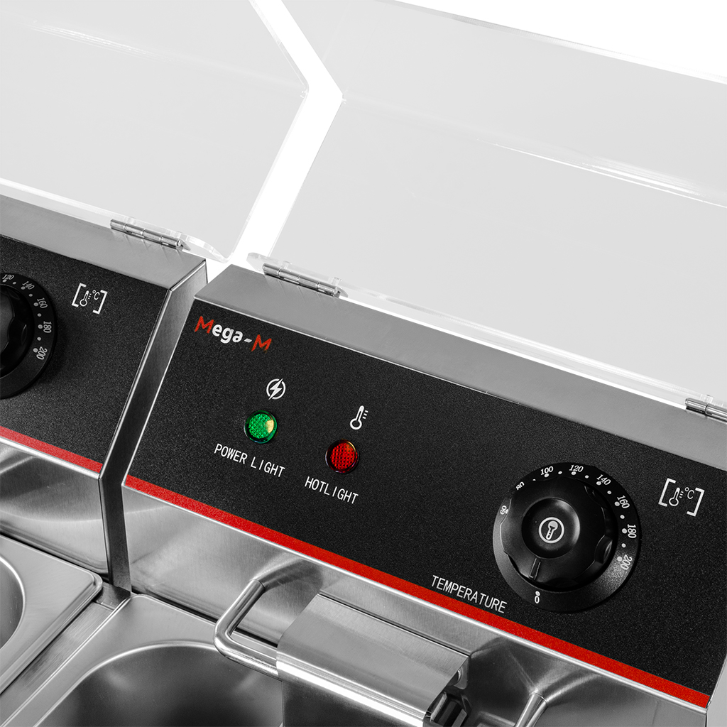 frytownica gastronomiczna, frytownica nastawna dwukomorowa z pokrywą Mega-M 2x8l 2x3,3 kW