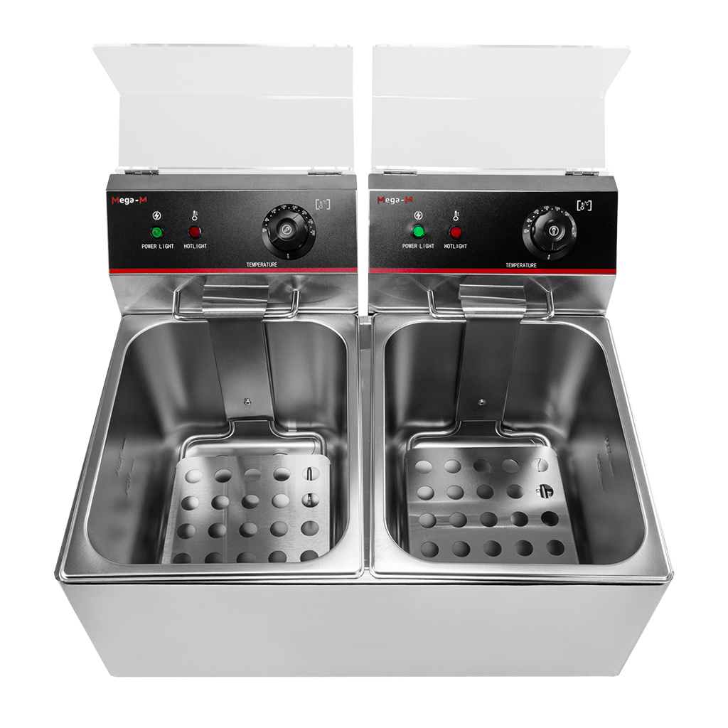 frytownica gastronomiczna, frytownica nastawna dwukomorowa z pokrywą Mega-M 2x8l 2x3,3 kW