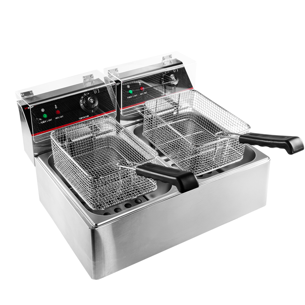 frytownica gastronomiczna, frytownica nastawna dwukomorowa z pokrywą Mega-M 2x6l 2x3 kW