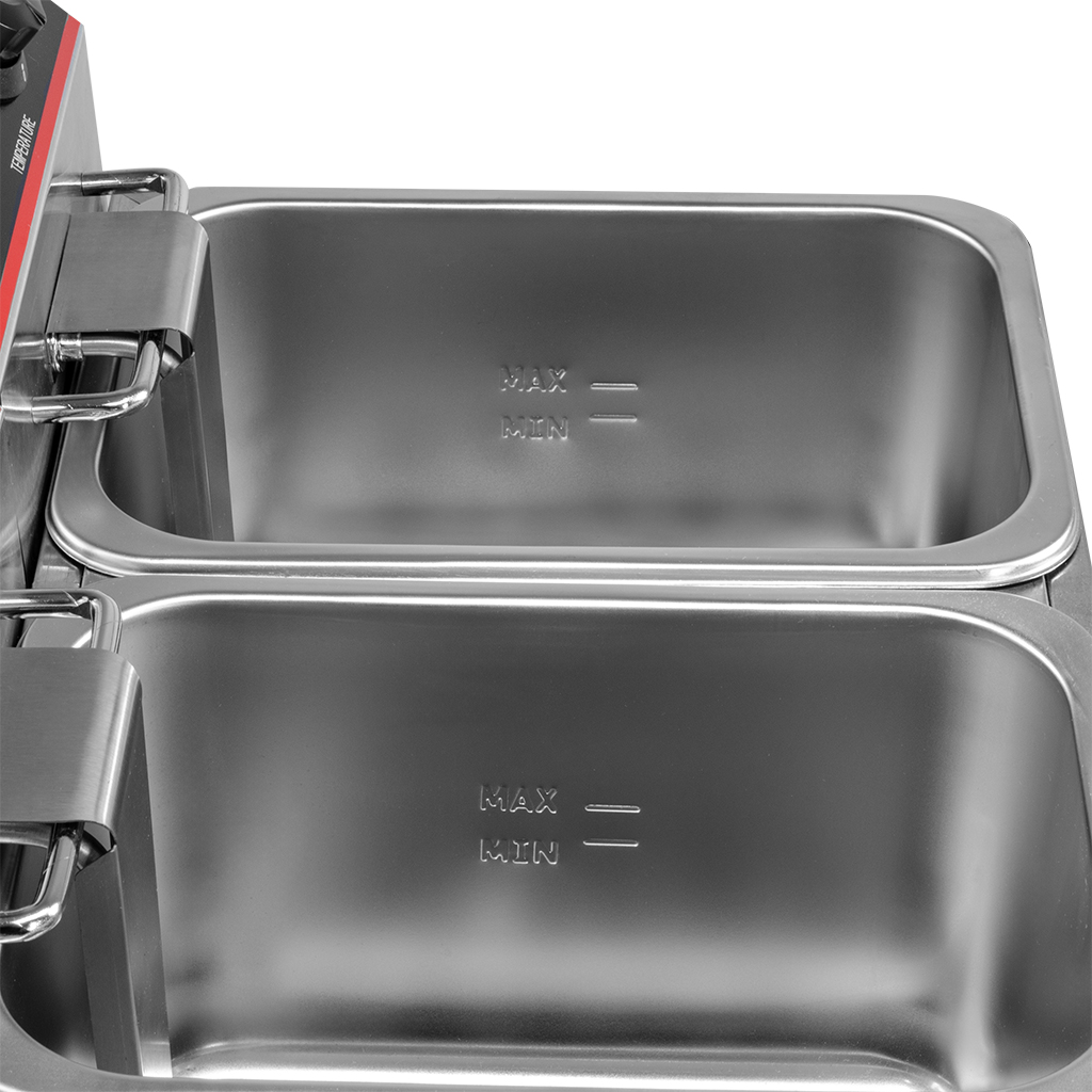 frytownica gastronomiczna, frytownica nastawna dwukomorowa z pokrywą Mega-M 2x6l 2x3 kW