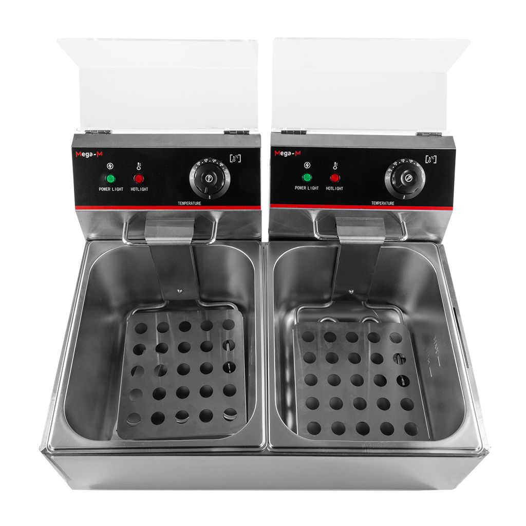frytownica gastronomiczna, frytownica nastawna dwukomorowa z pokrywą Mega-M 2x6l 2x3 kW