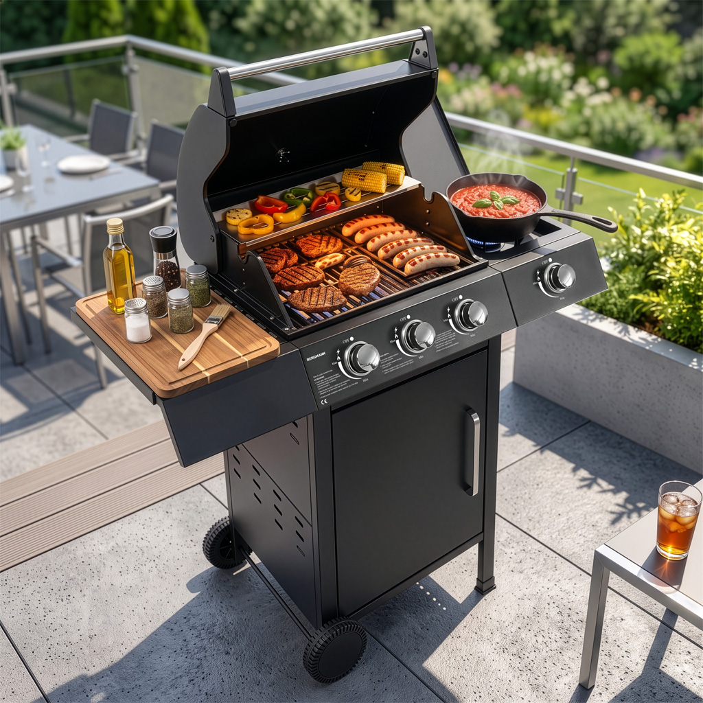 Grill gazowy BERGMANN 3+1, grill ogrodowy gazowy