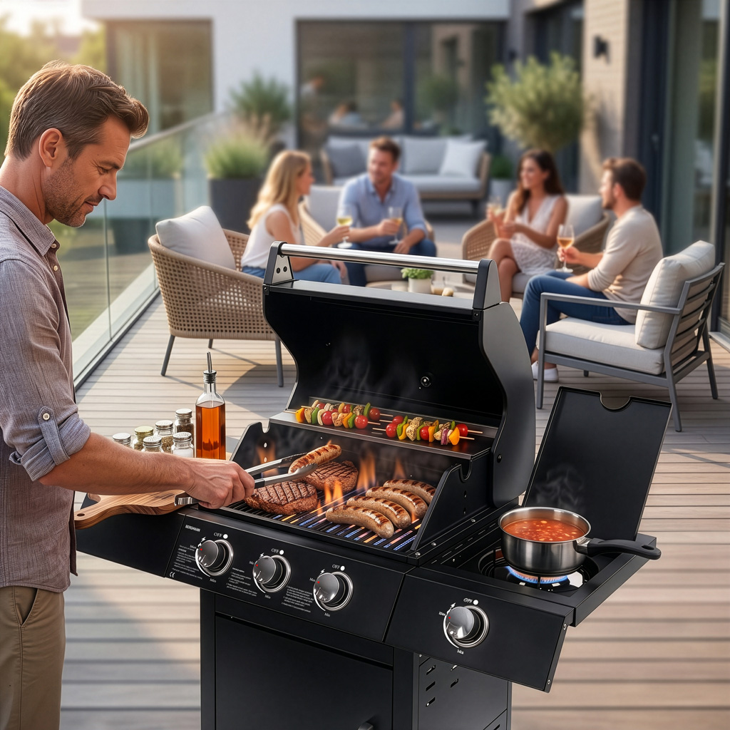 Grill gazowy BERGMANN 3+1, grill ogrodowy gazowy