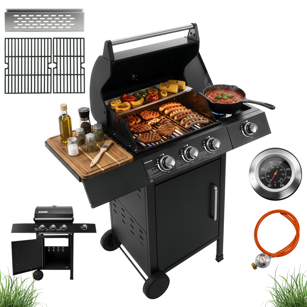 Grill gazowy BERGMANN 3+1, grill ogrodowy gazowy