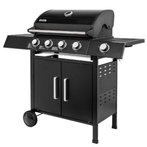 Zdjęcie produktu: Grill gazowy ogrodowy BERGMANN 4+1 ze stolikiem bocznym czarny reduktor + wąż gazowy