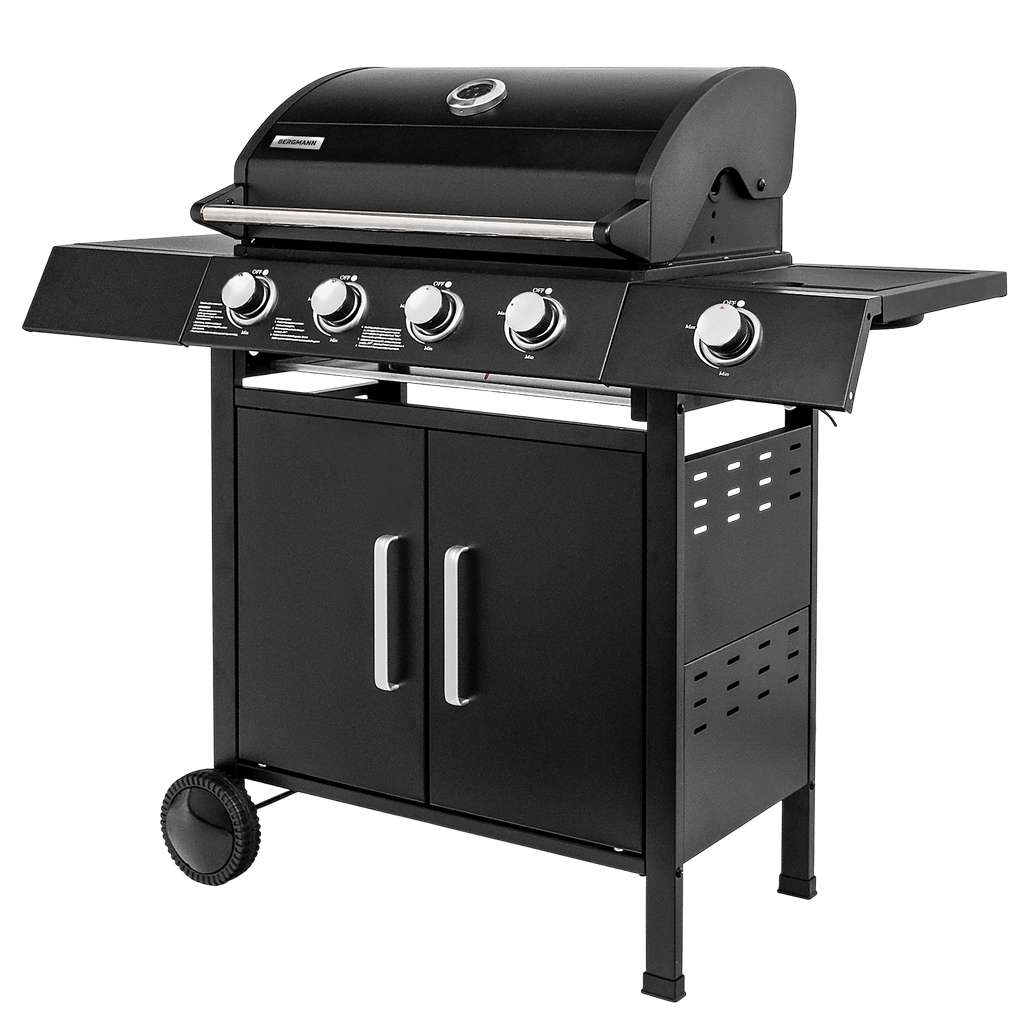 grill gazowy ogrodowy BERGMANN 4+1, grill ogrodowy gazowy ze stolikiem bocznym