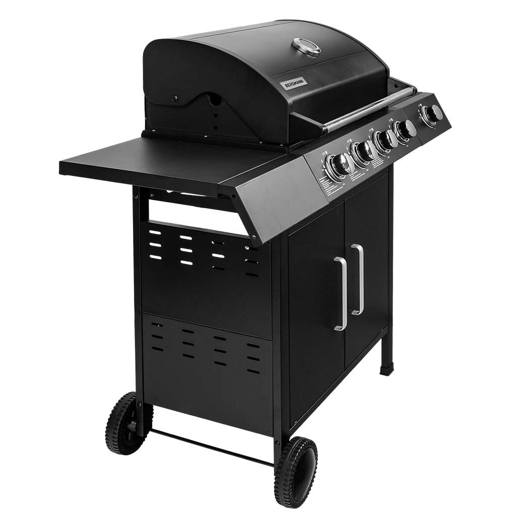 grill gazowy ogrodowy BERGMANN 4+1, grill ogrodowy gazowy ze stolikiem bocznym