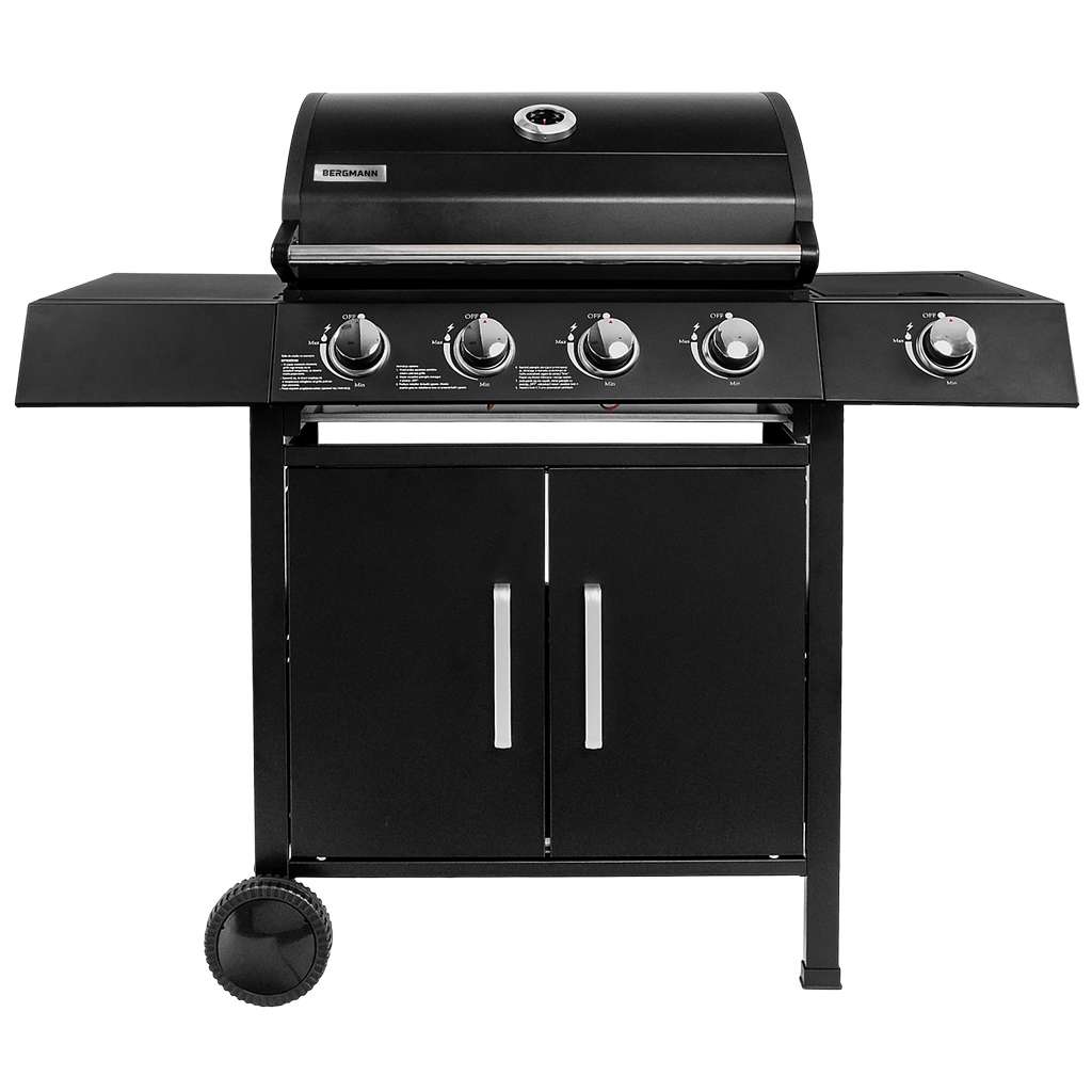 grill gazowy ogrodowy BERGMANN 4+1, grill ogrodowy gazowy ze stolikiem bocznym