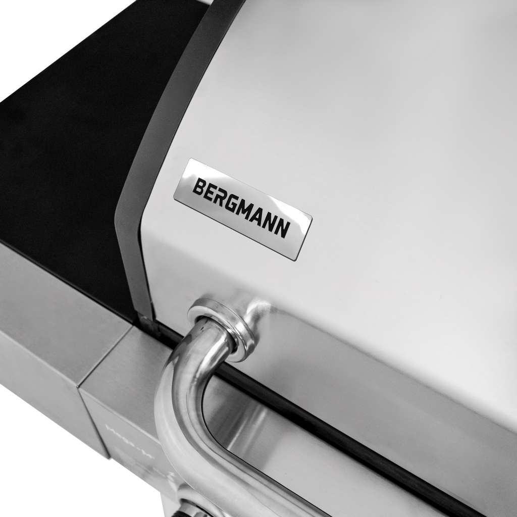 Grill gazowy ogrodowy BERGMANN 6+1 ze stolikiem bocznym, grill ogrodowy gazowy