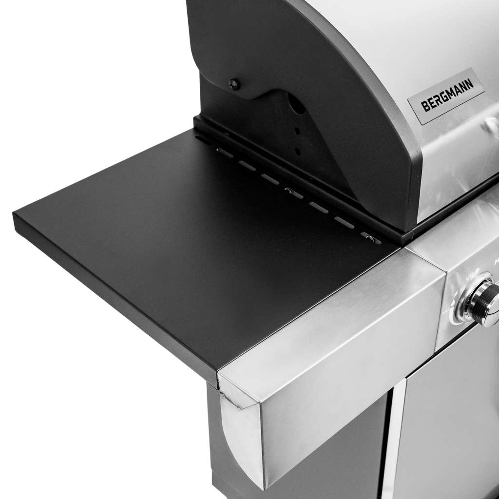Grill gazowy ogrodowy BERGMANN 6+1 ze stolikiem bocznym, grill ogrodowy gazowy
