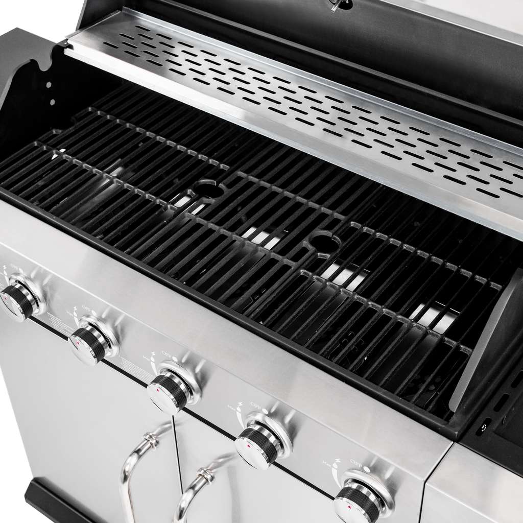 Grill gazowy ogrodowy BERGMANN 6+1 ze stolikiem bocznym, grill ogrodowy gazowy