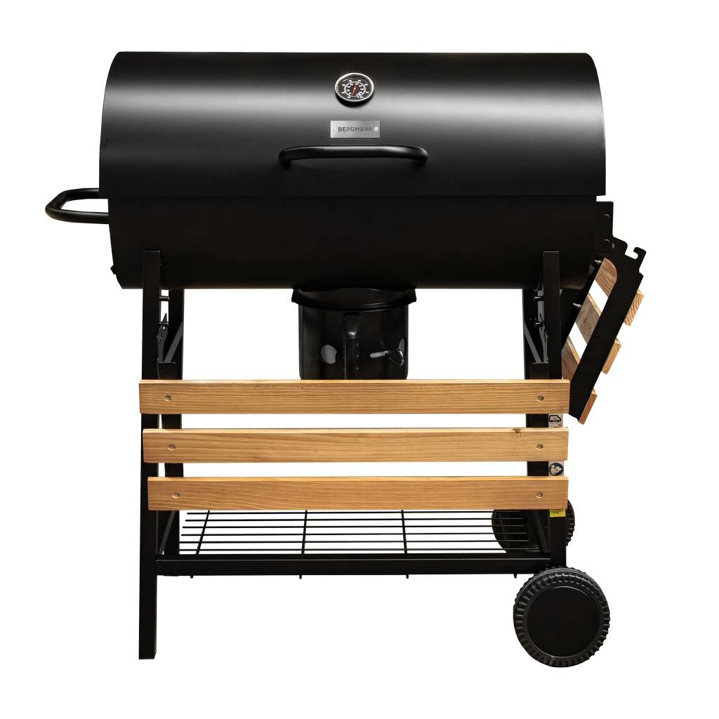 grill węglowy beczka, grill ogrodowy z pokrywą, grill z termometrem, grill wózek na kołach, grill ogrodowy mobilny