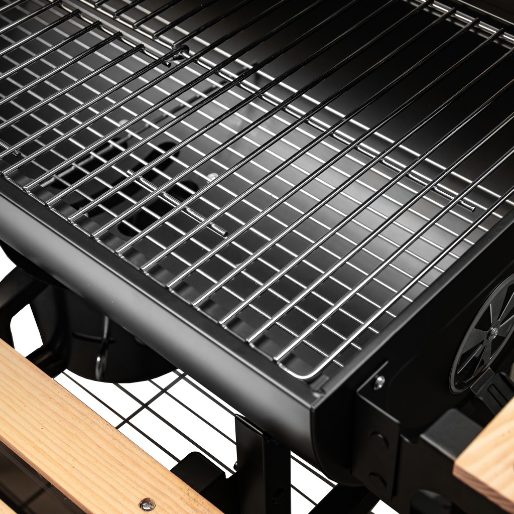 grill węglowy beczka, grill ogrodowy z pokrywą, grill z termometrem, grill wózek na kołach, grill ogrodowy mobilny