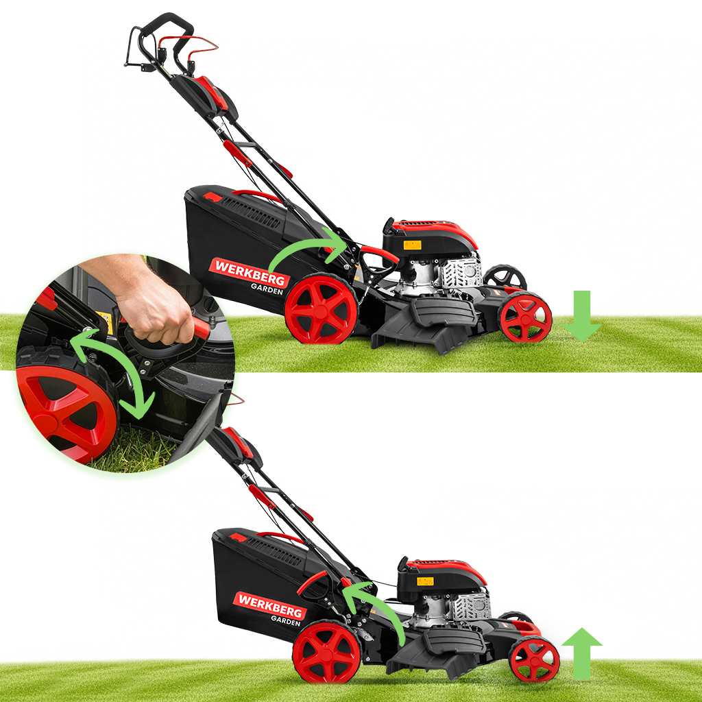 osiarka do trawy, kosiarka z napędem, kosiarka spalinowa WERKBERG Garden 51 cm