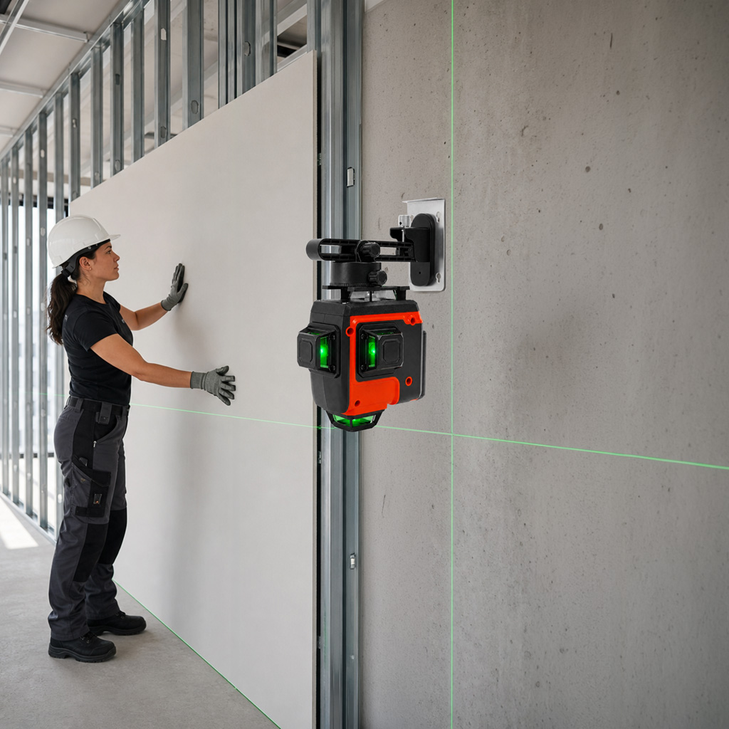 poziomica laserowa 4D, laser krzyżowy 16 linii, poziomica laserowa 360, laser do płytek, laser do sufitów podwieszanych, laser do zabudowy GK, poziomica z pilotem, laser budowlany, poziomica laserowa