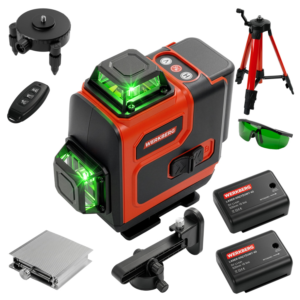 poziomica laserowa 4D, laser krzyżowy 16 linii, poziomica laserowa 360, laser do płytek, laser do sufitów podwieszanych, laser do zabudowy GK, poziomica z pilotem, laser budowlany, poziomica laserowa