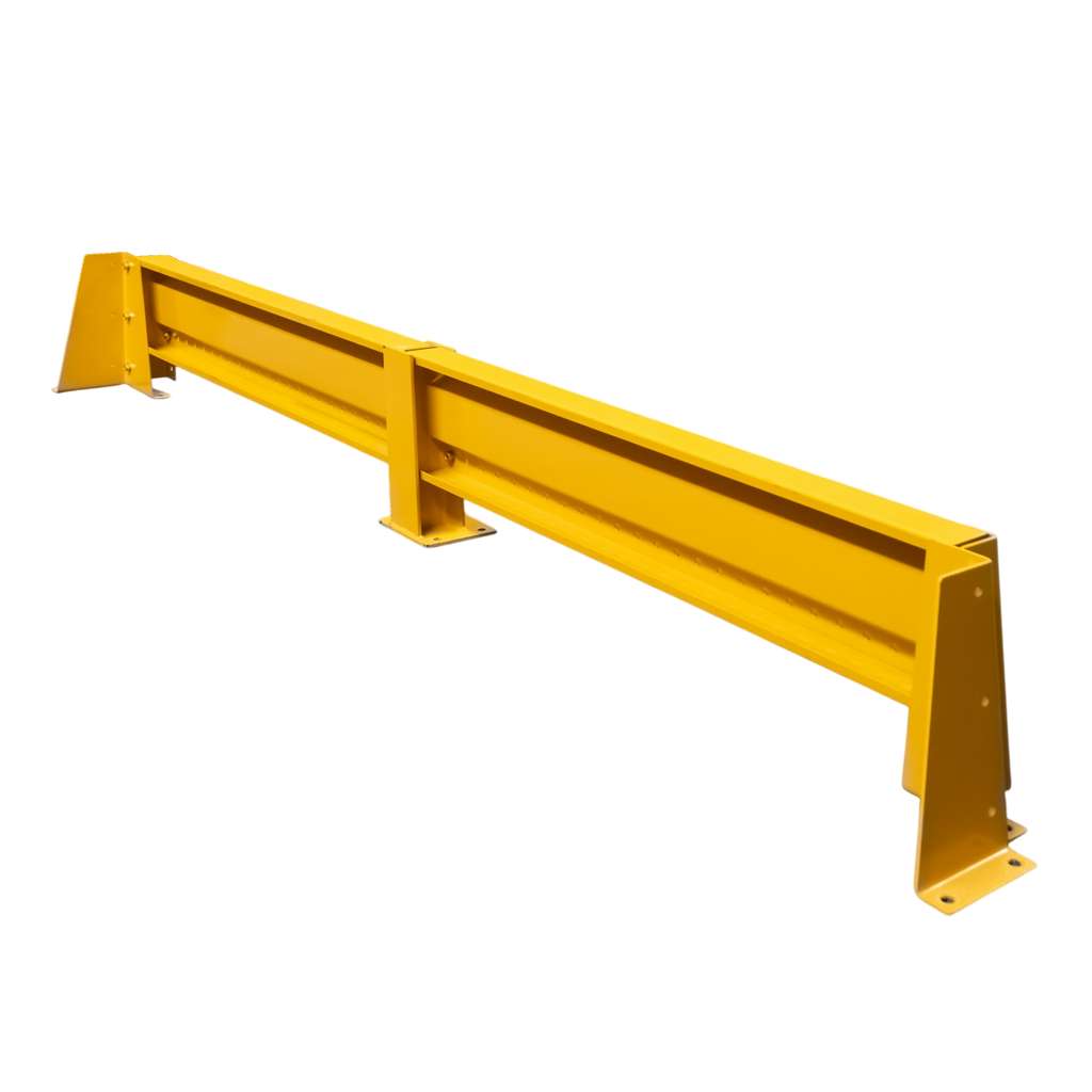 odbojnica czołowa regału, osłona regału paletowego, odbojnica stalowa, ochrona skrajnych ram regałowych, odbojnice magazynowe, zabezpieczenie regałów przed wózkami, stalowa belka ochronna, regał paletowy zabezpieczenie, odbojnik do magazynu