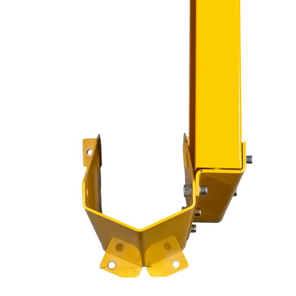 odbojnica czołowa regału, osłona regału paletowego, odbojnica stalowa, ochrona skrajnych ram regałowych, odbojnice magazynowe, zabezpieczenie regałów przed wózkami, stalowa belka ochronna, regał paletowy zabezpieczenie, odbojnik do magazynu