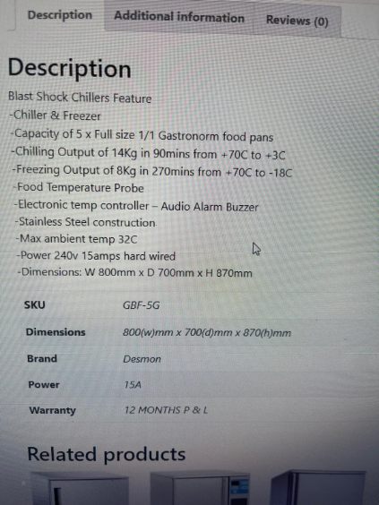 schładzarka szokowa, szokówa DESMON GBF 5G