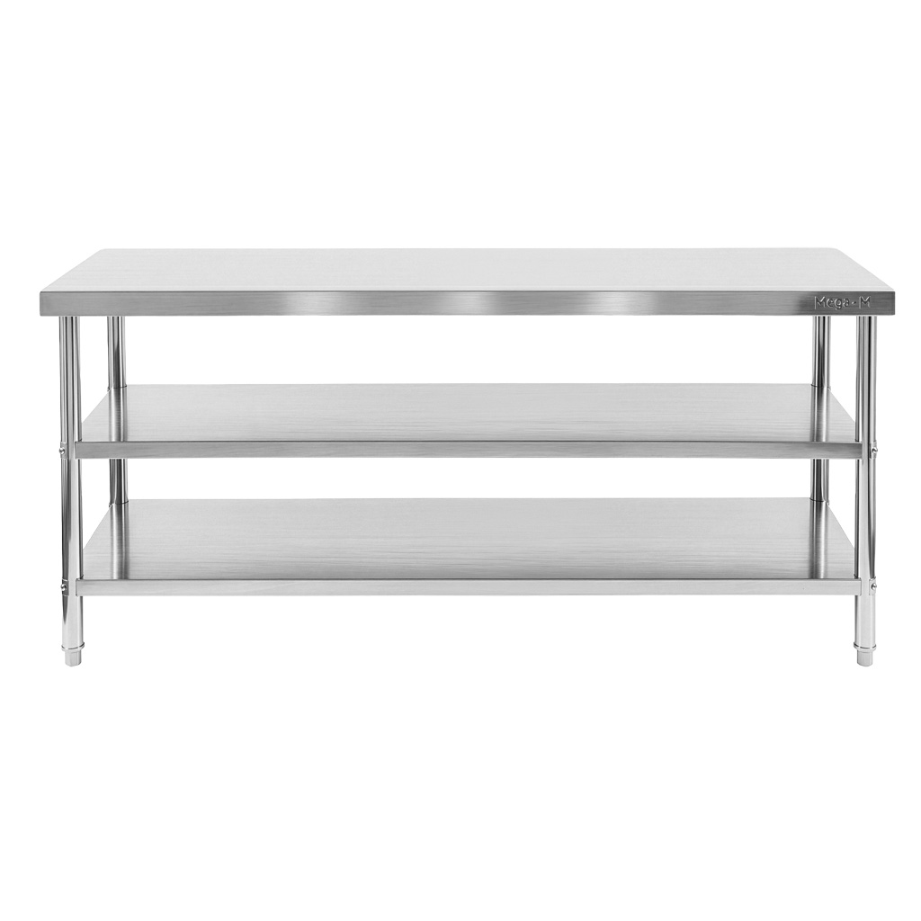 Stół gastronomiczny ze stali nierdzewnej centralny z 2 półkami Mega-M X STANDARD 180x60x85 cm