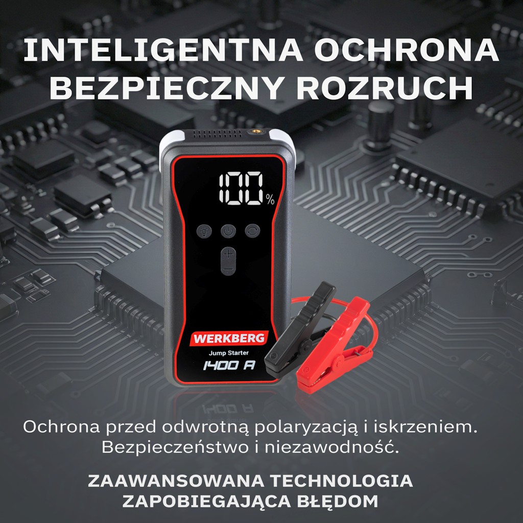 Urządzenie rozruchowe Powerbank Booster WERKBERG AL002 700A1400A 18000mAh kompresor lifestyle