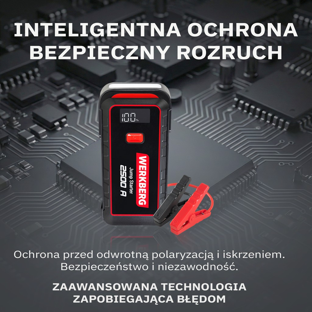 Urządzenie rozruchowe Powerbank Booster WERKBERG AL004 1500A2500A 25800mAh lifestyle