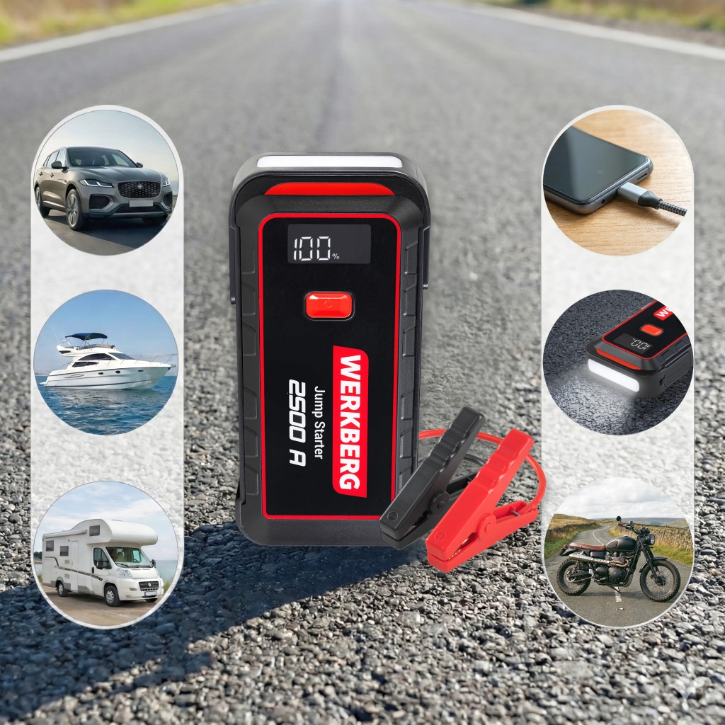 Urządzenie rozruchowe Powerbank Booster WERKBERG AL004 1500A2500A 25800mAh lifestyle