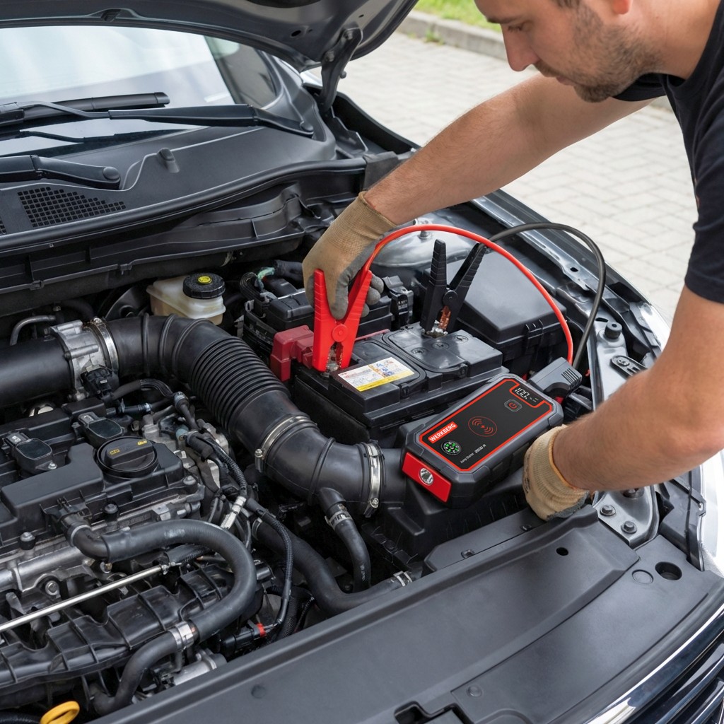 Urządzenie rozruchowe Powerbank Booster WERKBERG AL005 1500A2500A 23800mAh ładowarka bezprzewodowa lifestyle