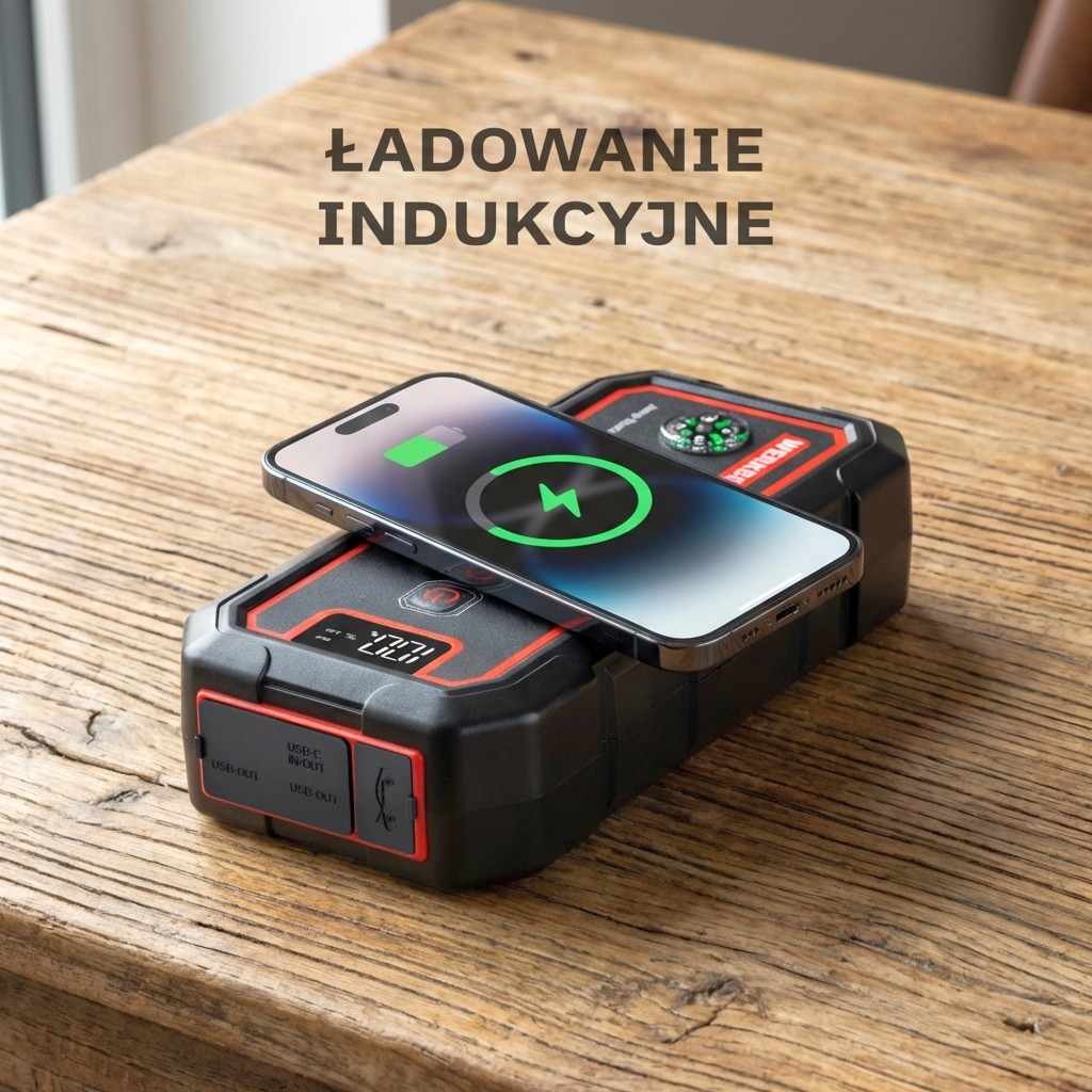Urządzenie rozruchowe Powerbank Booster WERKBERG AL005 1500A2500A 23800mAh ładowarka bezprzewodowa lifestyle