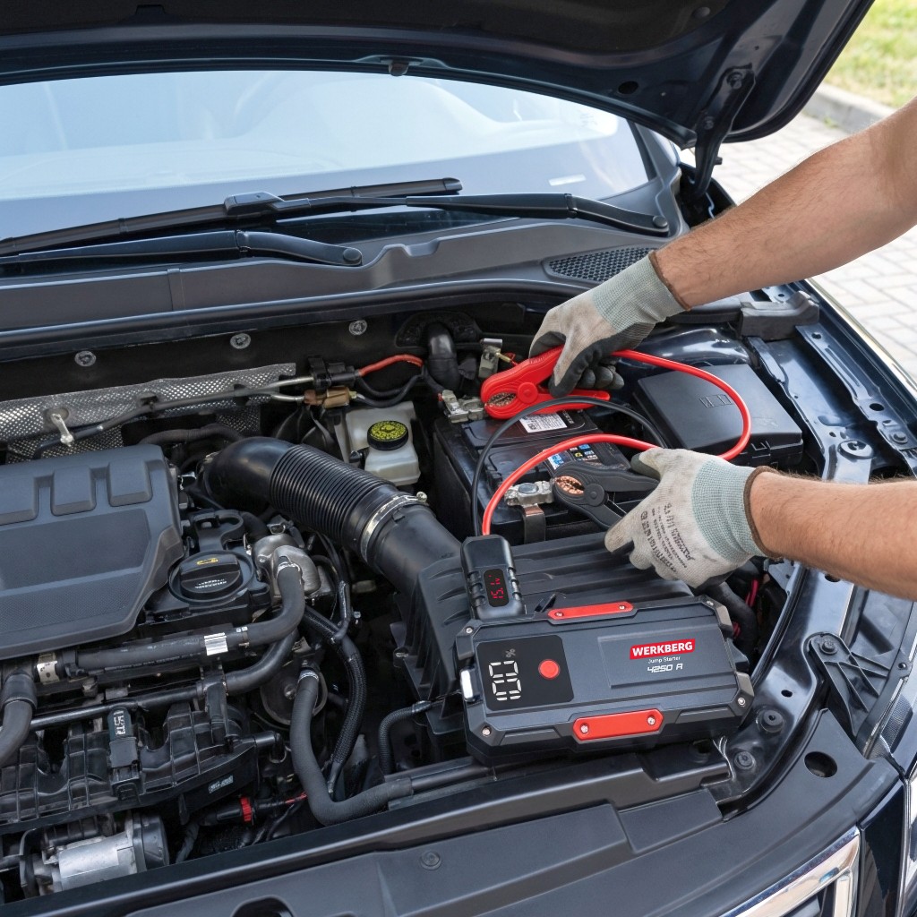 Urządzenie rozruchowe Powerbank Booster WERKBERG AL007 2000A4250A 28000mAh lifestyle