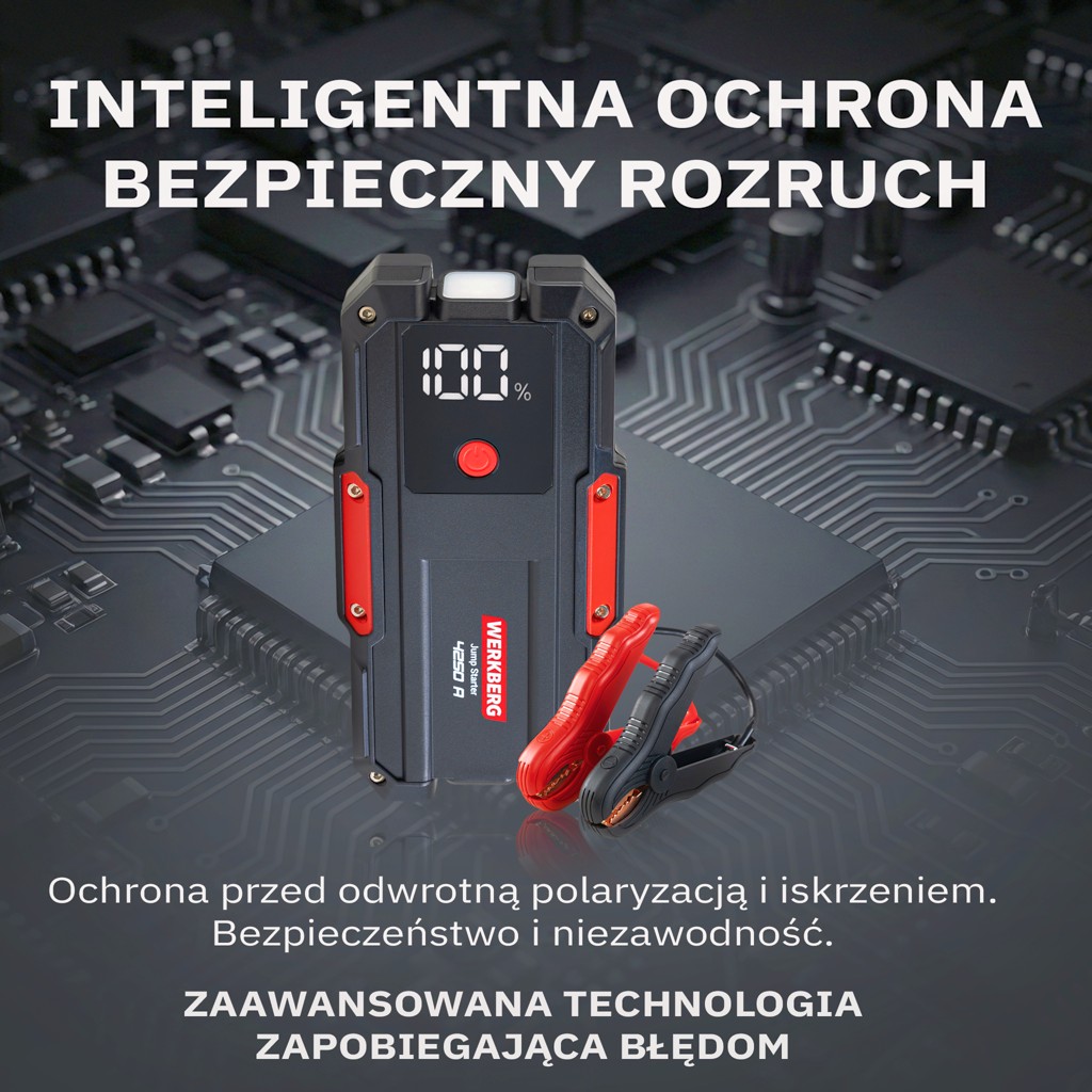 Urządzenie rozruchowe Powerbank Booster WERKBERG AL007 2000A4250A 28000mAh lifestyle
