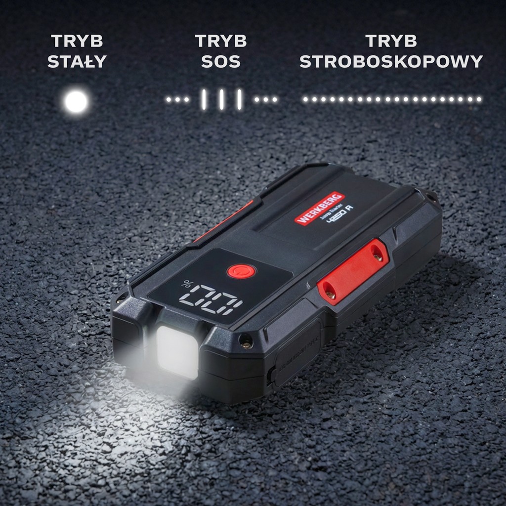 Urządzenie rozruchowe Powerbank Booster WERKBERG AL007 2000A4250A 28000mAh lifestyle