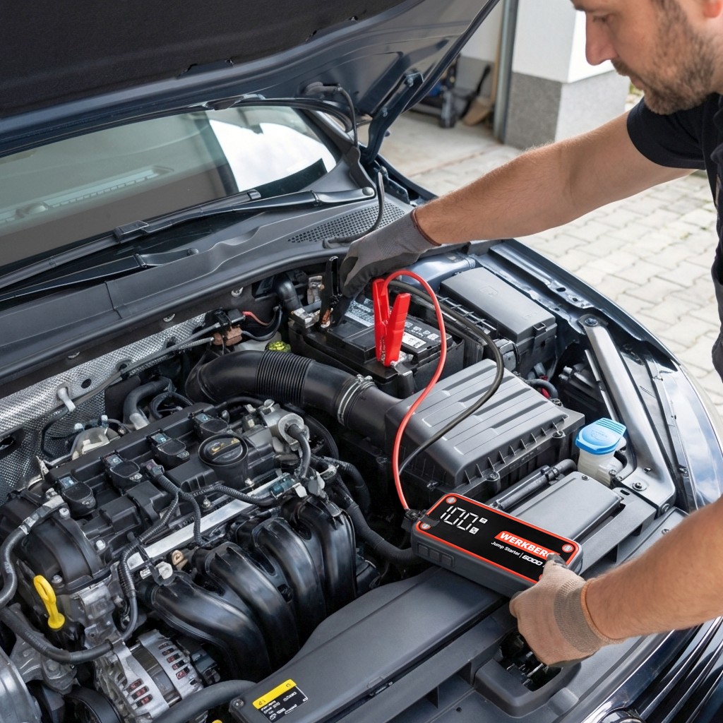 Urządzenie rozruchowe Powerbank Booster WERKBERG AL009 3000A6000A 36000mAh lifestyle