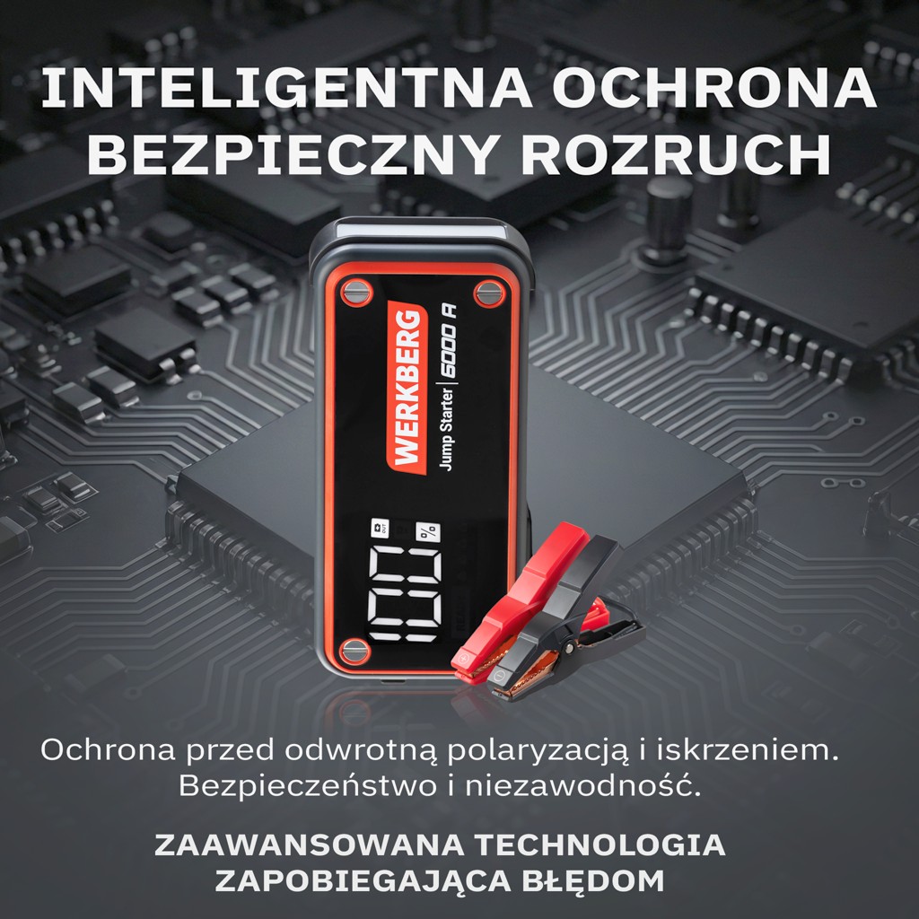 Urządzenie rozruchowe Powerbank Booster WERKBERG AL009 3000A6000A 36000mAh lifestyle